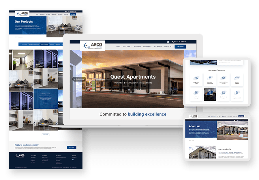 Paseteras created the website for construction company ARCO to present their services